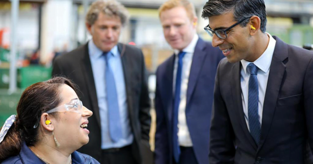 Employee of Teconnex speaks to PM Rishi Sunak.